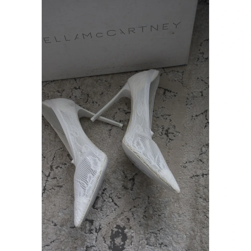 Stella McCartney White Lace Pointed Toe Stiletto‎ Heels Pumps Shoes